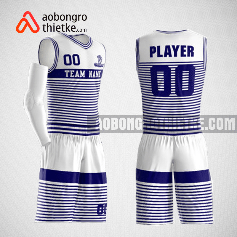 Mẫu quần áo bóng rổ thiết kế màu xanh trắng white ABR139