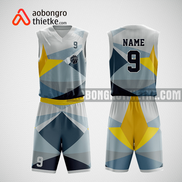 Mẫu quần áo bóng rổ thiết kế màu xanh vàng past ABR218