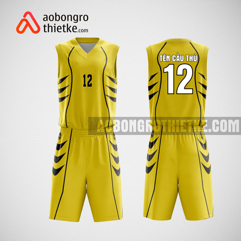 Mẫu quần áo bóng rổ thiết kế màuvàng đen black ABR212