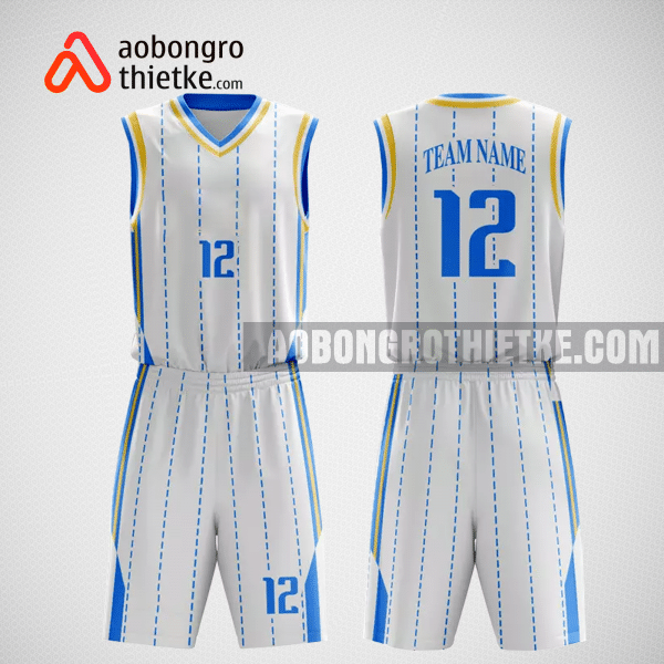Mẫu quần áo bóng rổ thiết kế tại trắng xanh white ABR374