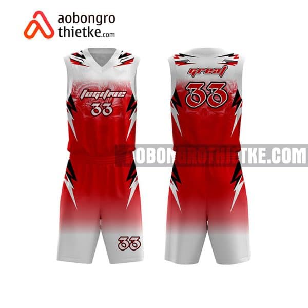 Mẫu quần áo bóng rổ Chuyên Hoá ĐH QG Hà Nội màu đỏ in nhanh ABR716