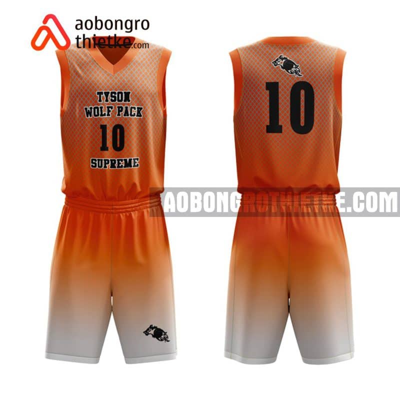 Mẫu quần áo bóng rổ Đại học Đà Lạt màu cam uy tín nhất ABR658