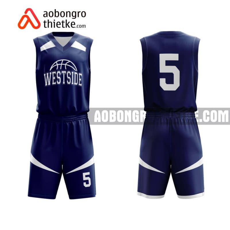 Mẫu quần áo bóng rổ Đại học Kỹ thuật công nghiệp Thái Nguyên màu xanh in nhanh ABR671