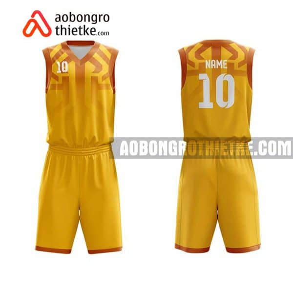 Mẫu quần áo bóng rổ Đại học Nha Trang màu vàng in nhanh ABR641