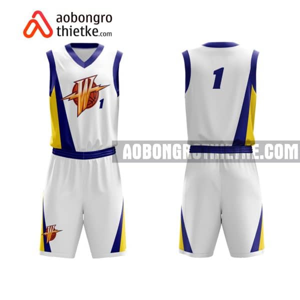 Mẫu quần áo bóng rổ Đại học Nông lâm Bắc Giang màu trắng mới nhất ABR699