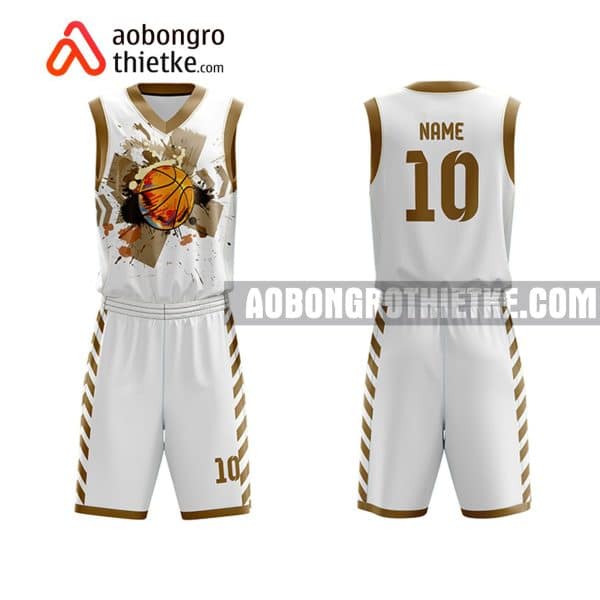 Mẫu quần áo bóng rổ THPT Chuyên Kon Tum màu trắng hot nhất ABR787