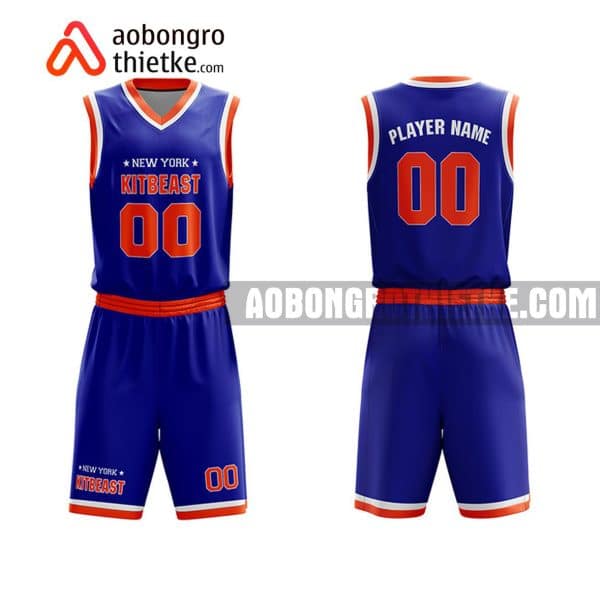 Mẫu quần áo bóng rổ THPT Hàm Rồng màu xanh in nhanh ABR791