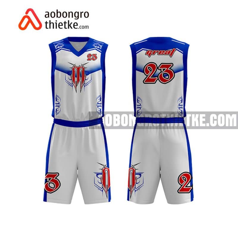 Mẫu quần áo bóng rổ THPT Hùng Vương màu trắng mới nhất ABR864