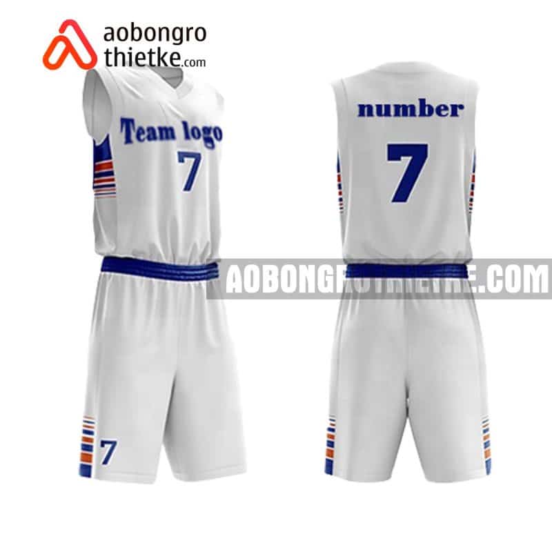 Mẫu quần áo bóng rổ THPT Kim Liên màu trắng rẻ nhất ABR754