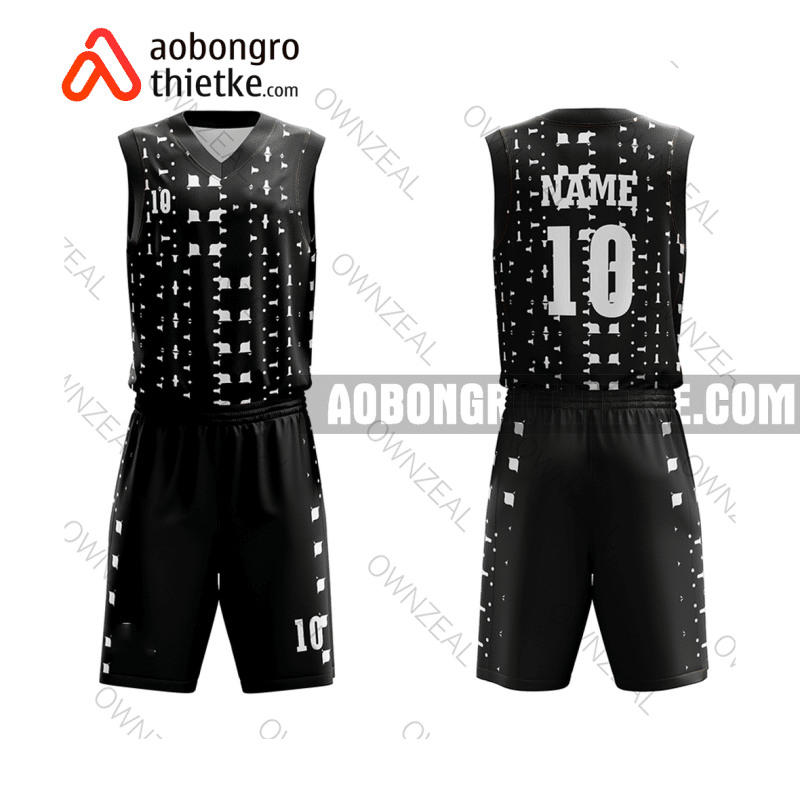 Mẫu quần áo bóng rổ THPT Long Châu Sa màu đen chính hãng ABR910
