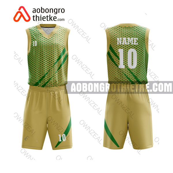 Mẫu quần áo bóng rổ THPT Quỳnh Thọ màu vàng chính hãng ABR850