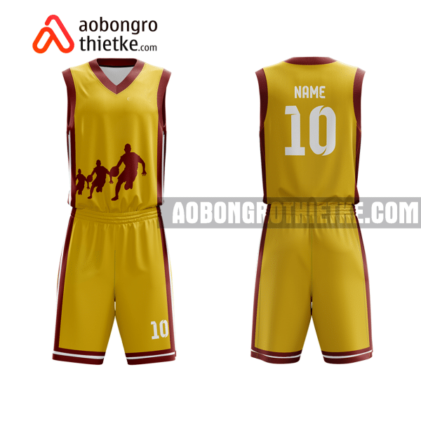 Mẫu quần áo bóng rổ THPT Sơn Tây, BC Giang Văn Minh màu vàng hot nhất ABR817