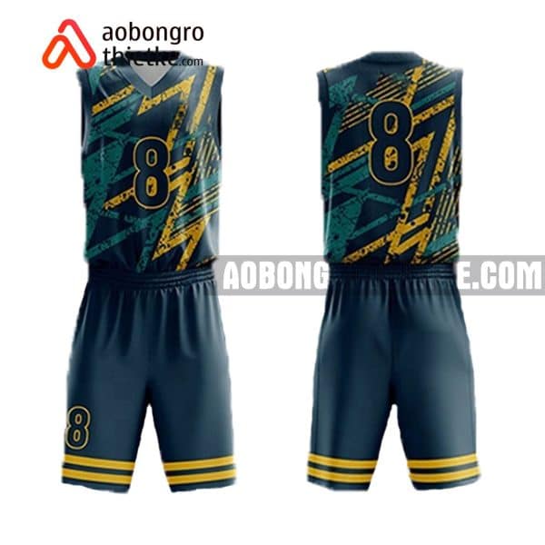 Mẫu quần áo bóng rổ THPT Trần Phú – Hoàn Kiếm màu xanh chất lượng nhất ABR824