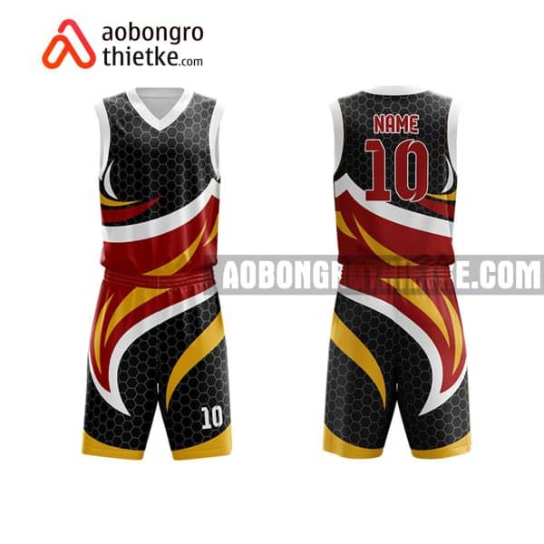 Mẫu quần áo bóng rổ THPT Yên Lạc màu nâu in nhanh ABR821