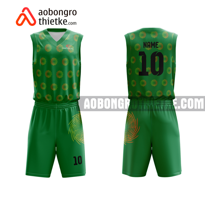 Mẫu quần áo bóng rổ THPT chuyên Thăng Long – Đà Lạt màu xanh lá in nhanh ABR761