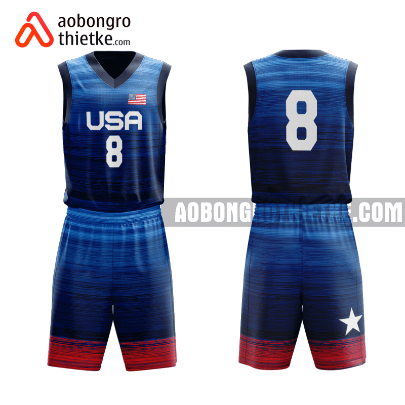 Mẫu quần áo Đội tuyển bóng rổ nam của Mỹ 2020 màu xanh dương thiết kế ABR927