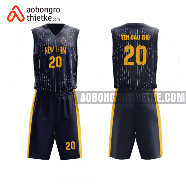 Mẫu đồng phục bóng rổ Trường THPT Mạc Đĩnh Chi màu xanh tím than thiết kế ABR941