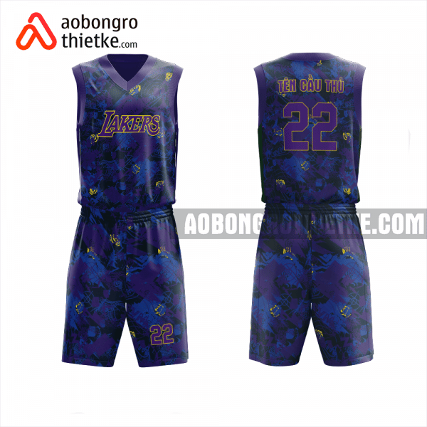 Mẫu quần áo Đội Bóng rổ Los Angeles Lakers kỉ niệm 2021 màu xanh tím than thiết kế ABR935