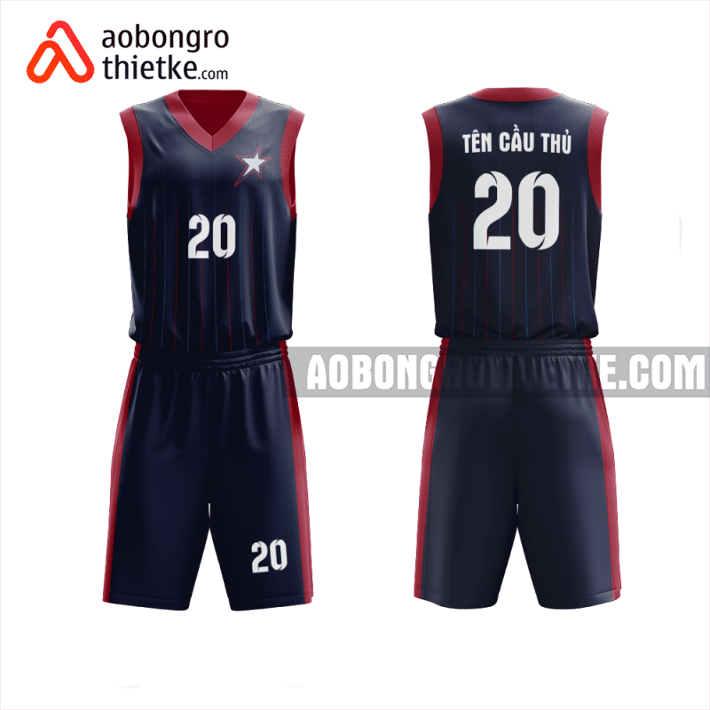 Mẫu quần áo bóng rổ Trường THPT Gia Định màu xanh tím than thiết kế ABR940