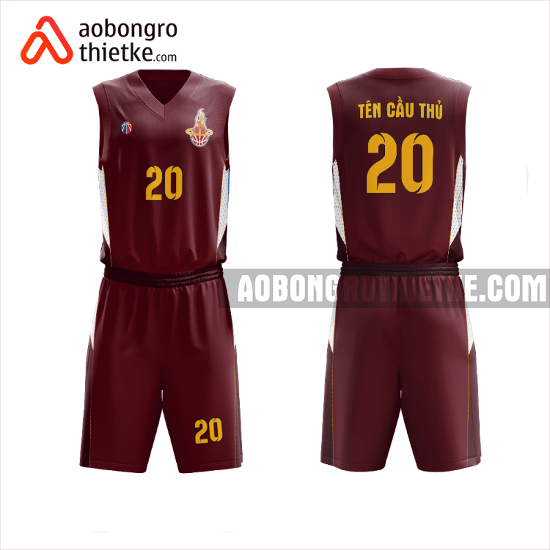 Mẫu quần áo bóng rổ Trường THPT Năng khiếu Thể dục Thể thao Nguyễn Thị Định màu nâu thiết kế ABR944