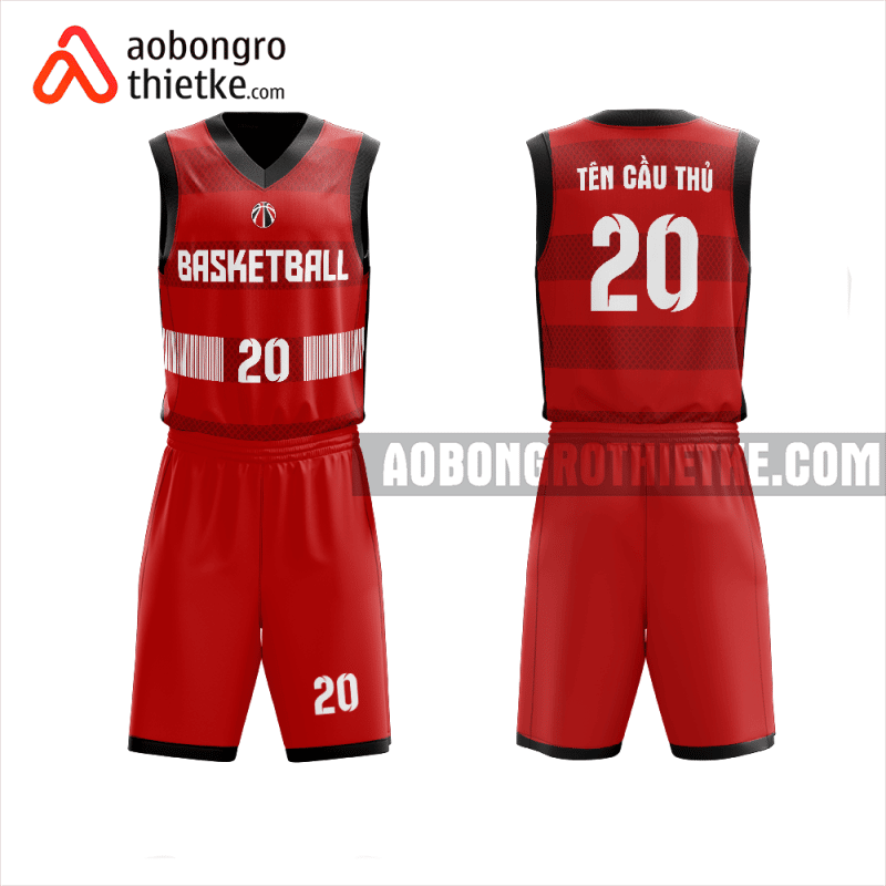 Mẫu đồng phục bóng rổ Trường THPT Phạm Phú Thứ màu đỏ thiết kế ABR965