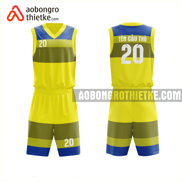 Mẫu đồng phục bóng rổ Trường THPT Trần Hữu Trang màu vàng thiết kế ABR961