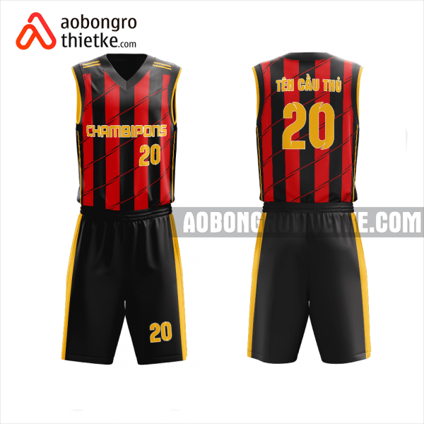 Mẫu quần áo bóng rổ Trường THPT Nguyễn Thị Minh Khai màu đỏ thiết kế ABR952