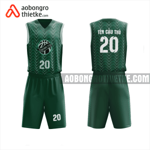 Mẫu quần áo bóng rổ Trường THPT Trần Khai Nguyên màu xanh lá thiết kế ABR960