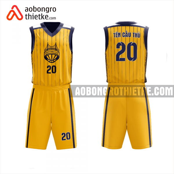 Mẫu trang phục thi đấu bóng rổ Trường THPT Nguyễn Thị Diệu màu vàng thiết kế ABR955