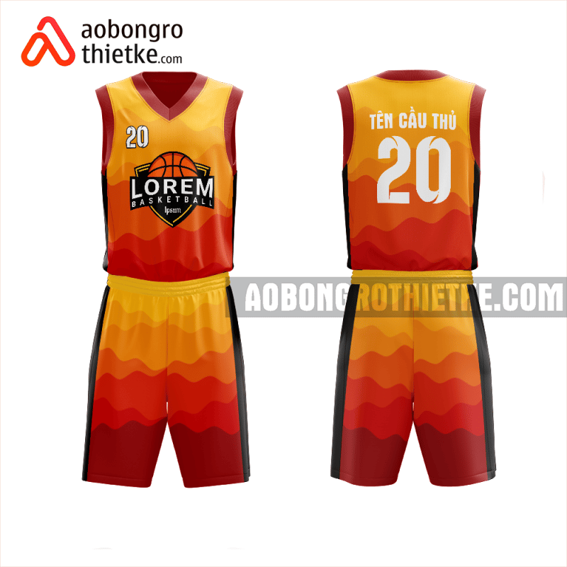 Mẫu đồ bóng rổ Trường THCS - THPT Diên Hồng màu cam thiết kế ABR978