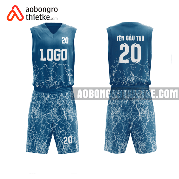 Mẫu đồ bóng rổ Trường THCS - THPT Hoa Lư màu xanh thiết kế ABR1078