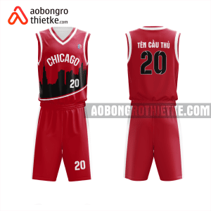 Mẫu quần áo bóng rổ Trường THPT Ngô Quyền màu đỏ thiết kế ABR968