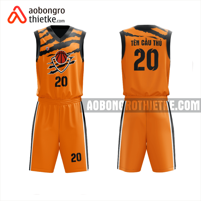 Mẫu trang phục thi đấu bóng rổ Trường THPT Tân Phong màu cam thiết kế ABR967