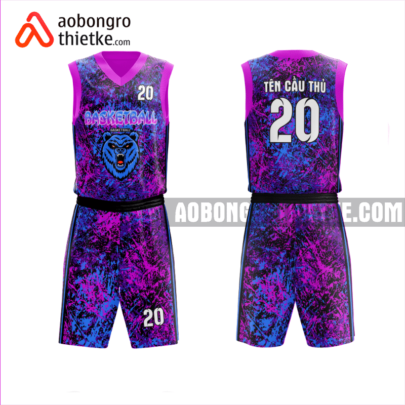 Mẫu in đồng phục bóng rổ Trường THPT Nguyễn Văn Linh màu tím thiết kế ABR973