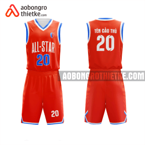 Mẫu quần áo bóng rổ Trường THCS Đoàn Thị Điểm màu đỏ thiết kế ABR1048