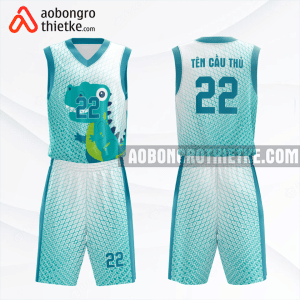 Mẫu quần áo bóng rổ trẻ em hình khủng long màu xanh ngọc thiết kế ABR1174