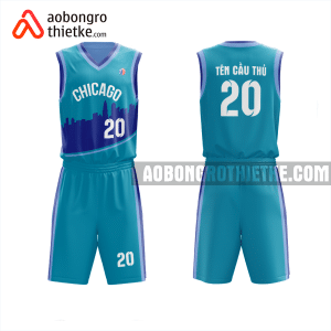Mẫu đồng phục bóng rổ Trường THPT Long Thới màu xanh ngọc thiết kế ABR1045