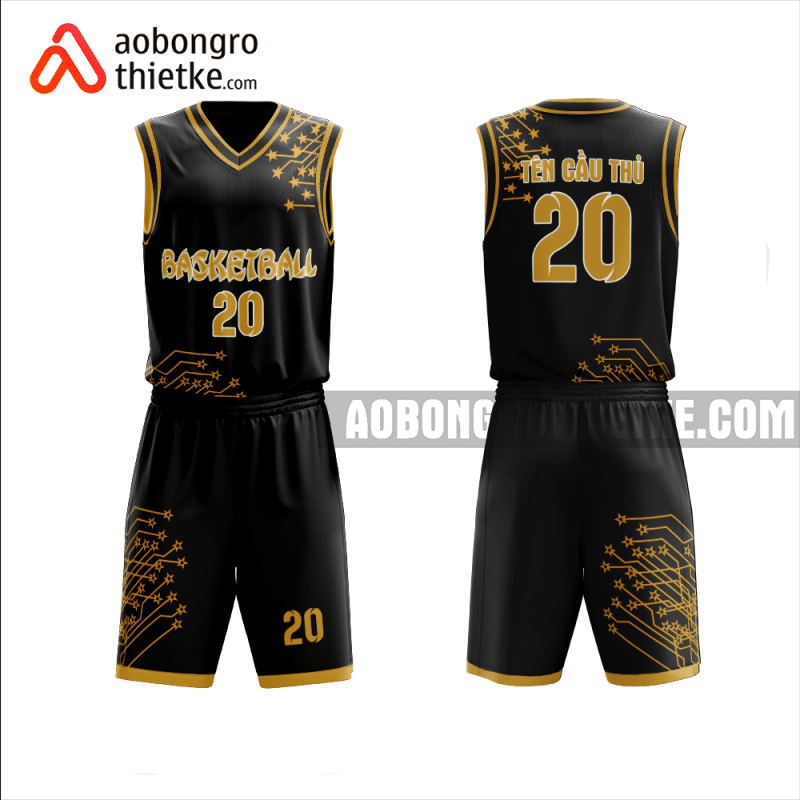 Mẫu đồng phục bóng rổ Trường THPT Nguyễn Chí Thanh màu nâu thiết kế ABR997