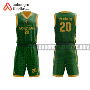 Mẫu quần áo bóng rổ Trường THPT Nguyễn Công Trứ màu xanh lá thiết kế ABR992