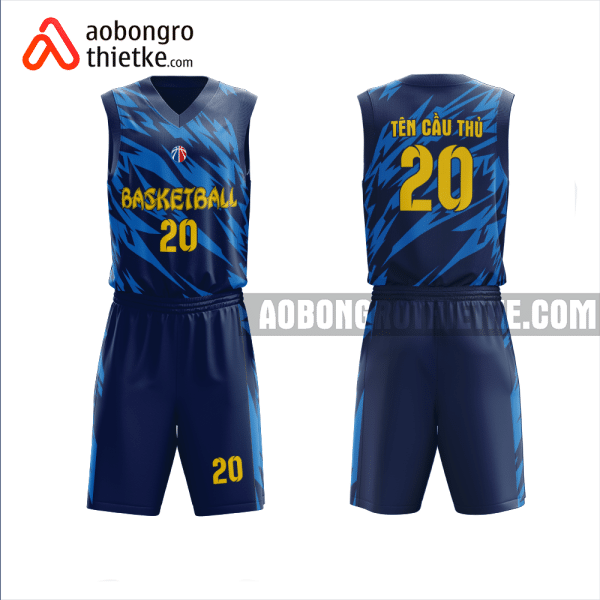 Mẫu đồng phục bóng rổ Trường THPT Tây Thạnh màu xanh tím than thiết kế ABR1001