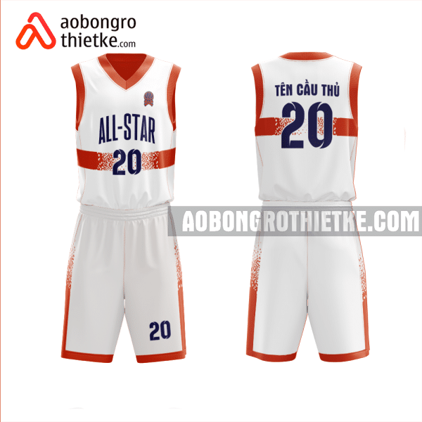 Mẫu quần áo bóng rổ Trường THPT Hàn Thuyên màu trắng thiết kế ABR996