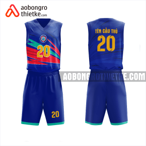Mẫu quần áo bóng rổ Trường THPT Phú Hòa màu xanh dương thiết kế ABR1036