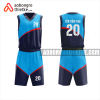 Mẫu trang phục thi đấu bóng rổ Trường THPT Nhân Trí màu xanh thiết kế ABR1067