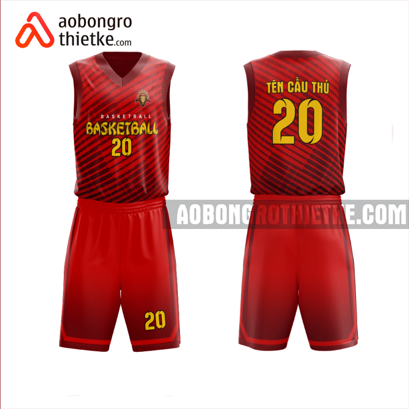 Mẫu trang phục thi đấu bóng rổ Trường THPT Phạm Văn Sáng màu đỏ thiết kế ABR1043