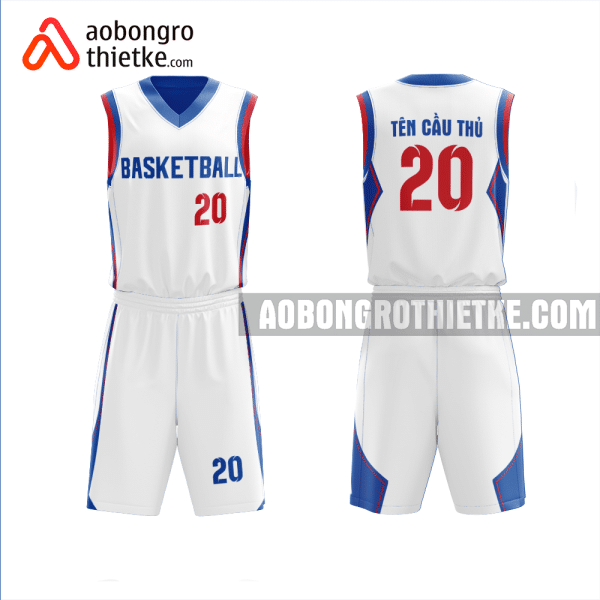 Mẫu đồ bóng rổ Trường THPT Thanh Đa màu trắng thiết kế ABR986