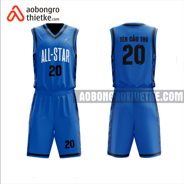Mẫu quần áo bóng rổ Trường THPT Tân Bình màu xanh dương thiết kế ABR1000