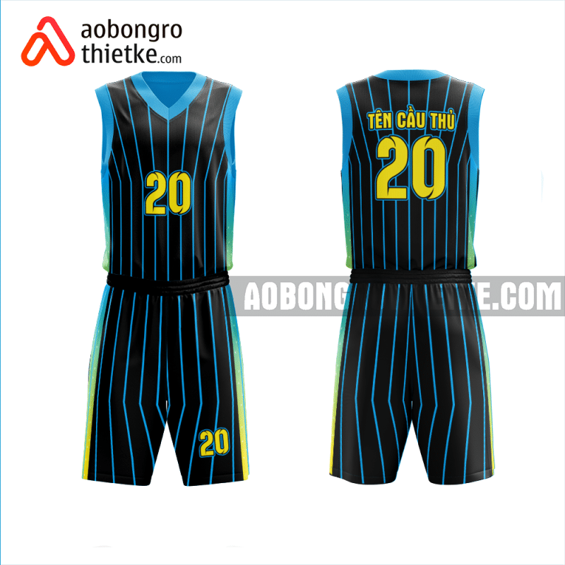 Mẫu quần áo bóng rổ Trường tiểu học - THCS - THPT Lam Sơn màu xanh thiết kế ABR1088