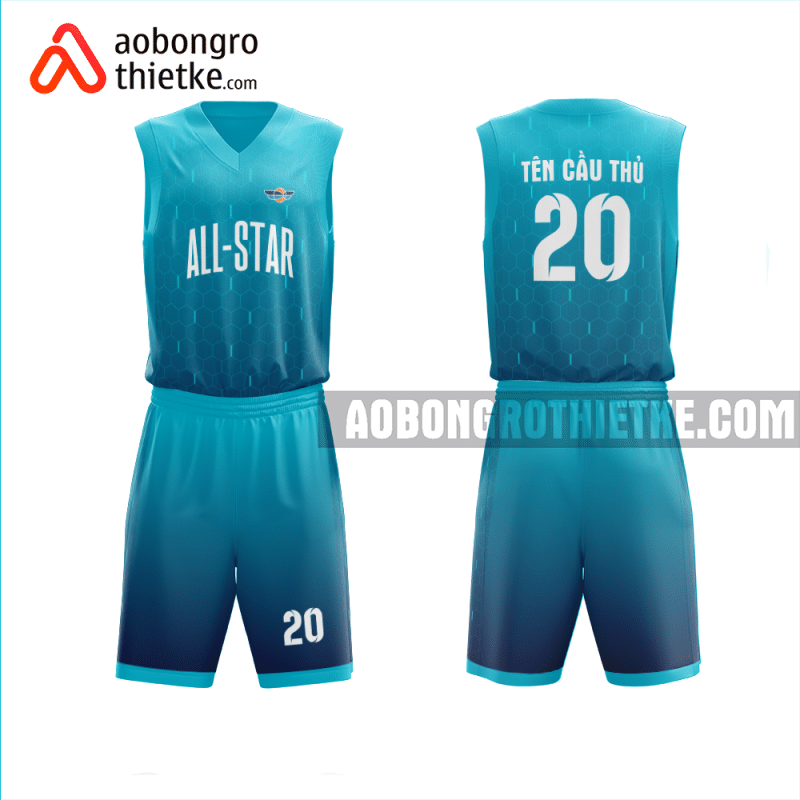 Mẫu trang phục thi đấu bóng rổ Trường THCS - THPT Sương Nguyệt Anh màu xanh thiết kế ABR979