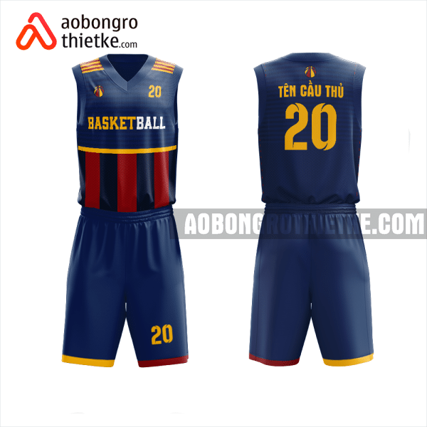 Mẫu trang phục thi đấu bóng rổ Trường THPT Linh Trung màu xanh tím than thiết kế ABR1019
