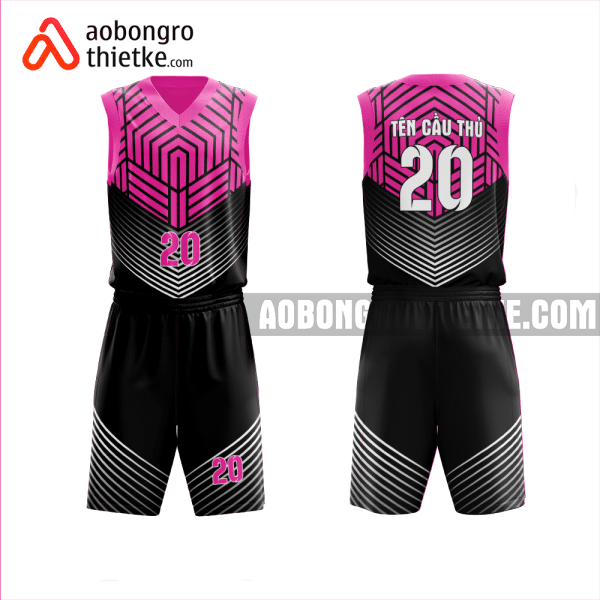 Mẫu trang phục thi đấu bóng rổ Trường THPT Phú Nhuận màu hồng thiết kế ABR995